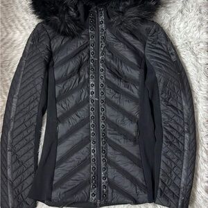 bebe jacket w fur hood